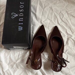 Windsor Chocolate Slingback Kitten Heels